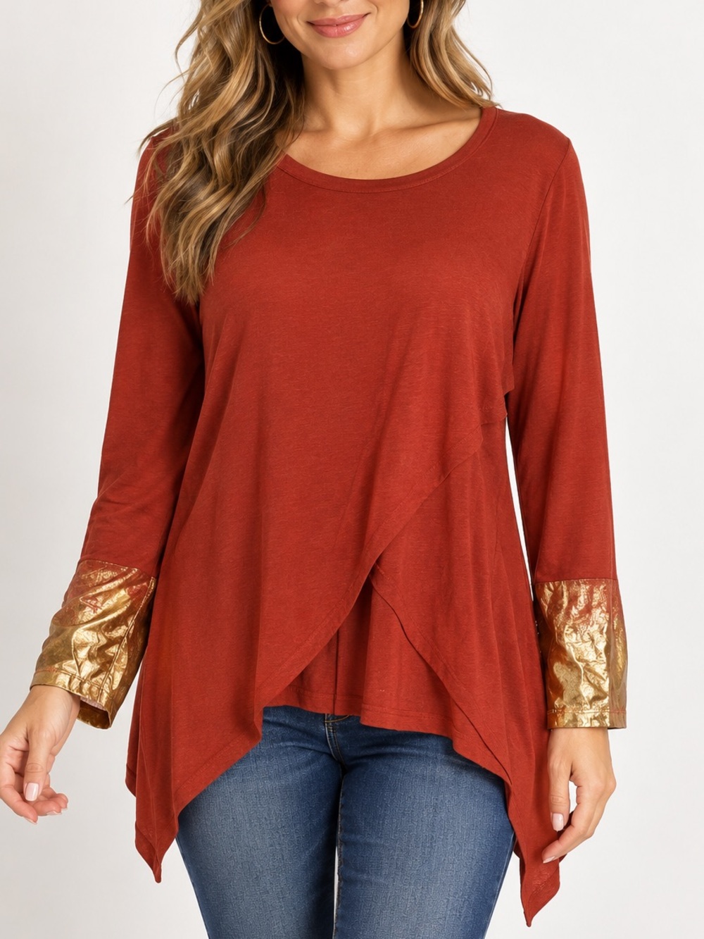 Kate & Mallory Top Gold Trim